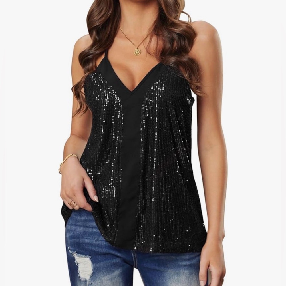 Black Sequin Racerback Tank Top – Size Small - Picture 11 of 11